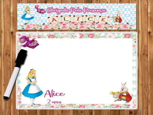 Lousa e Canetinha Magica Personalizada da Alice