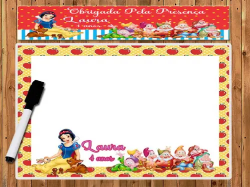 Lousa e Canetinha Magica Personalizada Branca de Neve