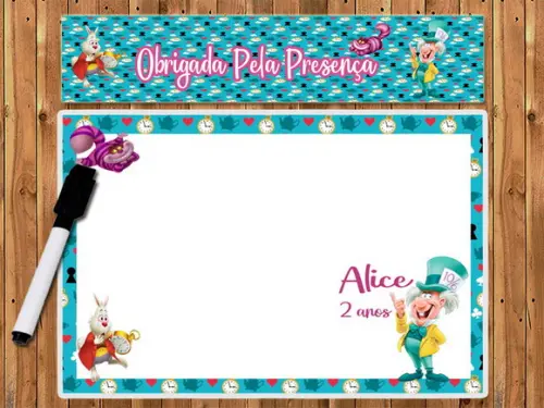 Lousa e Canetinha Magica Personalizada da Alice