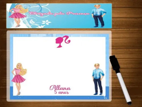 Lousa e Canetinha Mágica Personalizada da Barbie e Ken