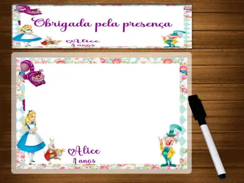 Lousa e Canetinha Mágica Personalizada da Alice