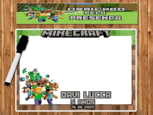 Lousa e Canetinha Magica Personalizada Minecraft
