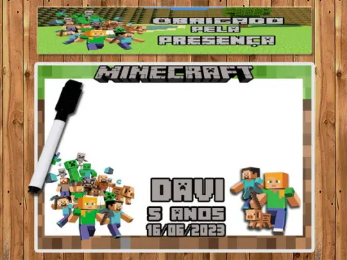 Lousa e Canetinha Magica Personalizada Minecraft