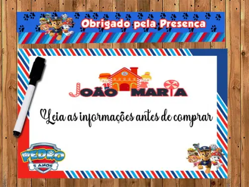 Lousa e Canetinha Mágica Personalizada Patrulha Canina