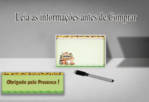 Lousa e Canetinha Mágica Personalizada Safari Baby