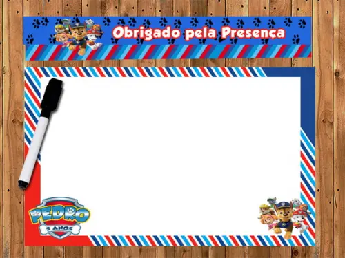 Lousa e Canetinha Mágica Personalizada Patrulha Canina