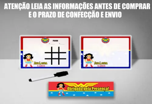 Lousa Frente e Verso com Canetinha da Mulher Maravilha
