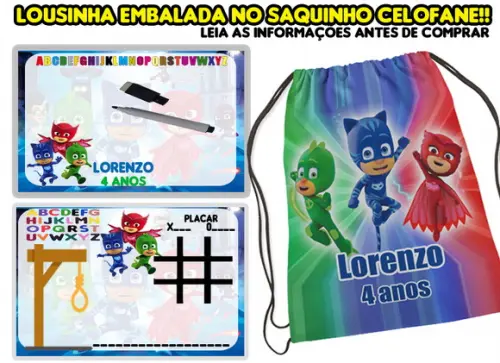 Lembrancinhas de Aniversario PjMasks  lousa Magica personalizada