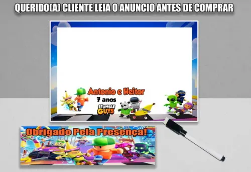 Lousa Magica 20x15 e Canetinha Personalizada Stumble Guys