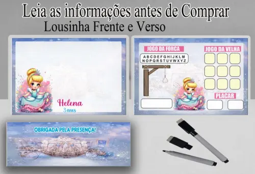 Lousa Magica 3x1 com Canetinha Frente e Verso da Cinderela