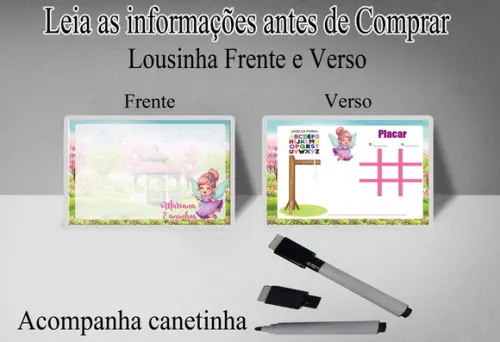 Lousa Magica 3x1 com Canetinha Personalizada Mundo das Fadas