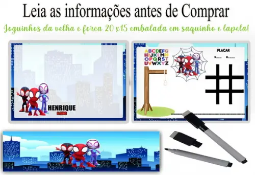Lousa Magica 3x1 e Caneta Homem Aranha e Aranha Fantasma