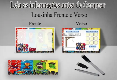 Lousa Magica 3x1 Frente e Verso Vingadores Super Herois