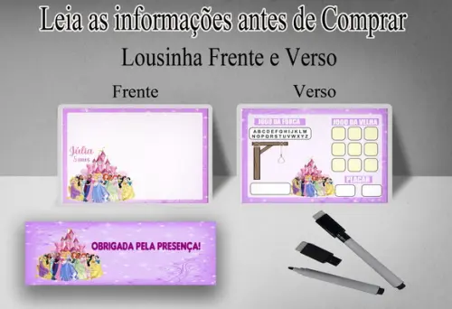 Lousa Magica 3x1 Lembrancinhas Aniversario das Princesas