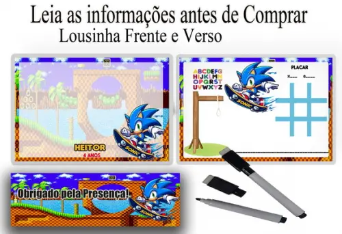 Lousa Magica 3x1 Lembrancinhas do Sonic