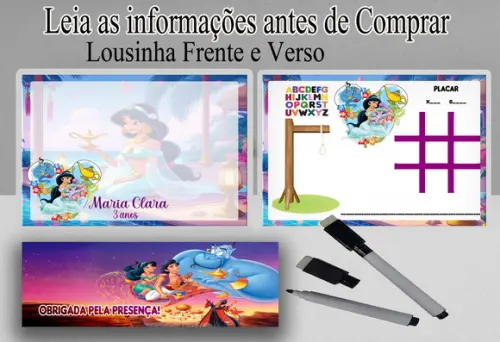 Lousa Magica 3x1 para Festa da Princesa Jasmine