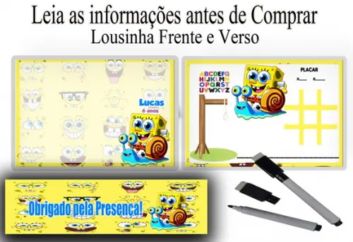 Lousa Magica 3x1 para Lembrancinhas do Bob Esponja