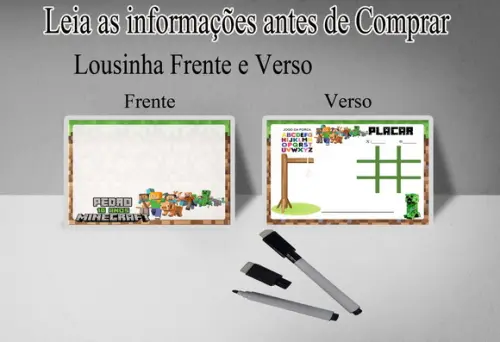 Lousa Magica 3x1 para Lembrancinhas Minecraft