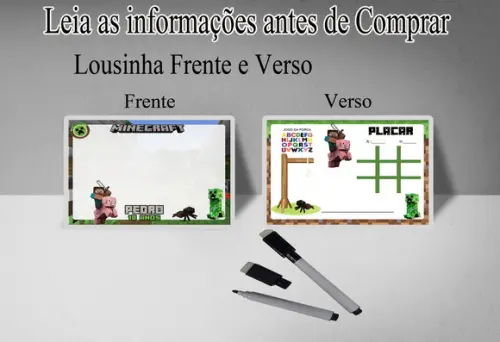 Lousa Magica 3x1 para Lembrancinhas Minecraft