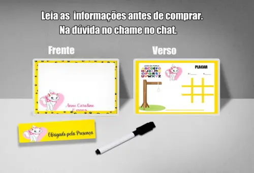 Lousa Mágica com Canetinha Ga Gata Marie Frente e Verso