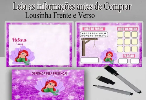 Lousa Magica com Canetinha Lembrancinhas da Ariel