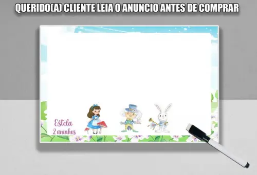 Lousa Magica com Canetinha para Lembrancinhas da Alice