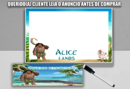 Lousa Magica com Canetinha Personalizada da Moana