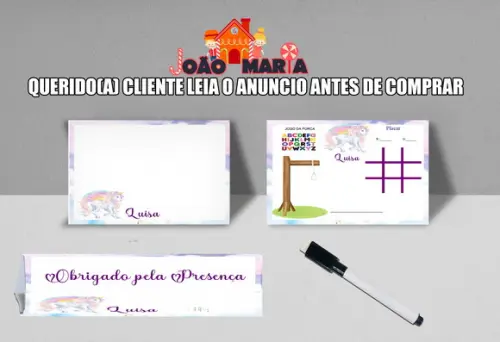 Lousa Magica e Canetinha Personalizada Unicornio