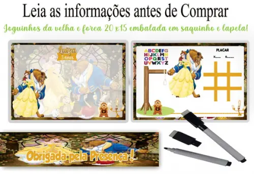Lousa Magica para Lembrancinhas da Bela e Fera