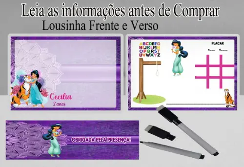 Lousa Magica para Lembrancinhas da Princesa Jasmine