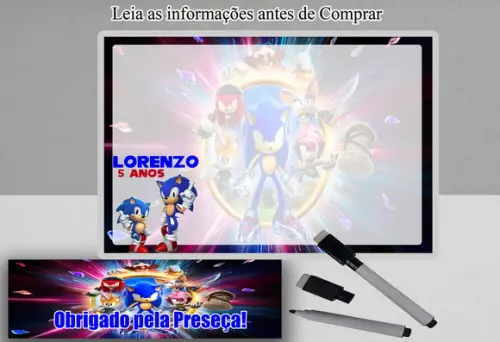 Lousa Magica para Lembrancinhas do Sonic