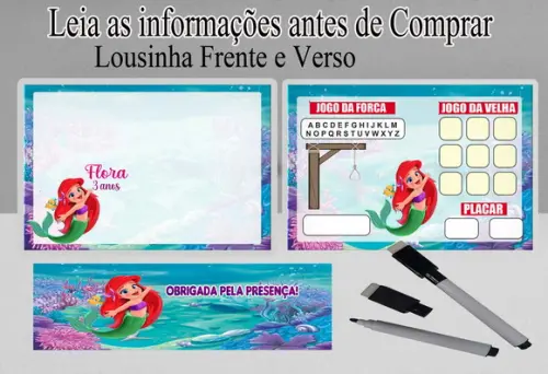 Lousa Magica para Lembrancinhas Infantil da Sereia Ariel