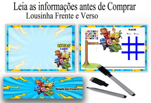 Lousa Magica para Lembrancinhas Pokemon