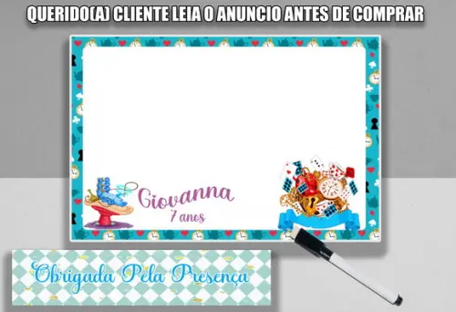 Lousa Magica Personalizada da Alice no Pais das Maravilhas