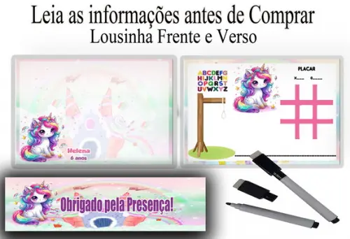 Lousa Magica Personalizada Lembrancinhas Unicornio