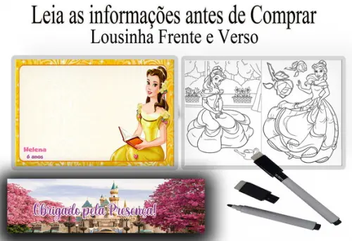 Lousa Magica+ Verso Colorir com Canetinha Bela e a Fera