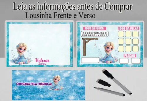 Lousa Magica3x1 + Canetinha Lembrancinhas Elza Frozen Cute