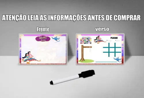 Lousa Magica 3x1 com Caneta Lembrancinhas Princesa Jasmine