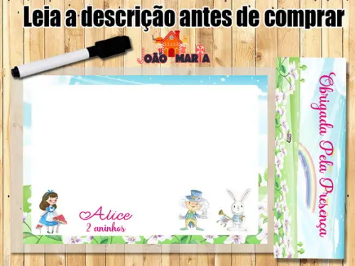 Lousa Personalizada Alice no Pais das Maravilhas