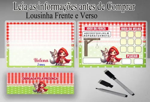 Lousa Personalizada Chapeuzinho Vermelho