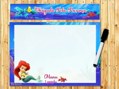 Lousa Personalizada com Canetinha da Sereia Ariel