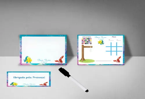 Lousa Personalizada Frente e Verso Ariel Linguado e Sebastia