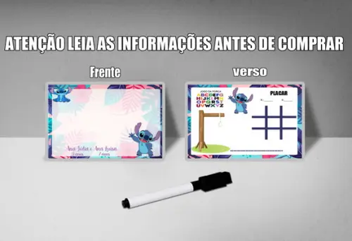 Lousa Personalizada Frente e Verso do Stitch