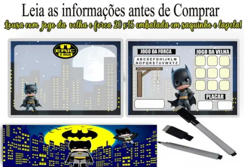 Lousa Personalizada Frente e Verso do Batman