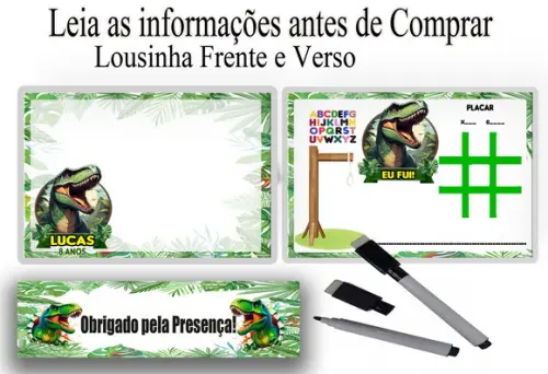 Lousa Personalizada Frente e Verso Jurassic Park
