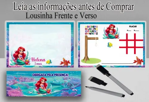 Lousinha 3x1 com Caneta Magica Sereia Ariel