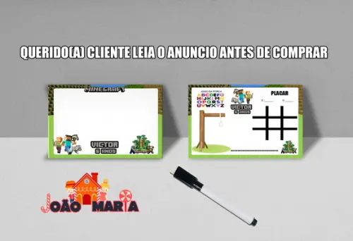 Lousinha e Canetinha Personalizada Minecraft