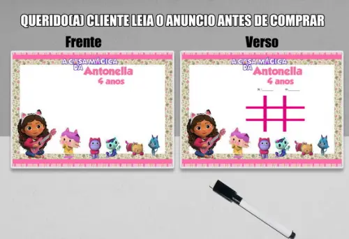 Lousinha e Jogo da Velha Personalizada Casa Magica da Gabi