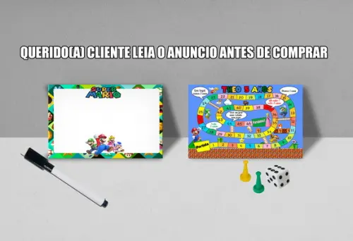 Lousinha e Jogo de Tabuleiro Personalizada do Super Mario
