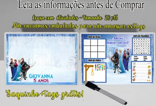 Lousinha Magica 4x1 +caneta Joguinhos da Frozen